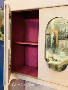 Antoinette Annie Sloan ChalkPaint szekrény Capri Pink Belső